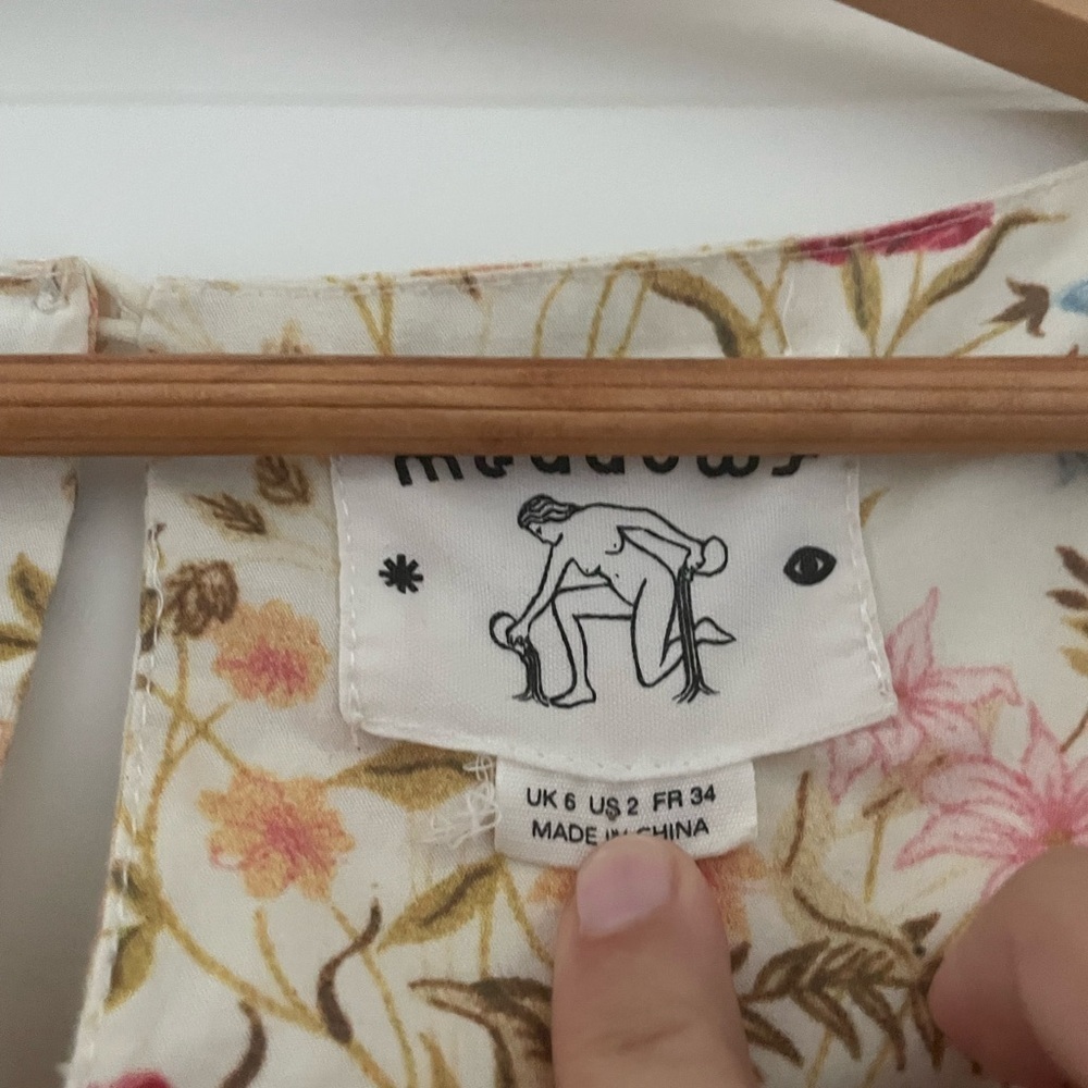 Meadows Marigold Maxi Dress Meadow Flowers Cream Cotton Poplin Cottagecore 2 - Picture 10 of 13
